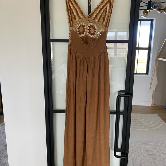Cider boho Brown Crochet Maxi summer Dress - Picture 8 of 9